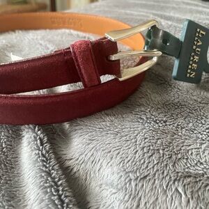 LAUREN Ralph Lauren Burgundy Suede NWT Belt SIZE M-L